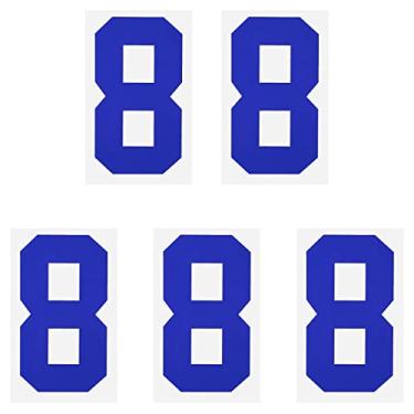 Imagem de Iron on Número 8 Transferência de Calor 20 cm Azul Número Único para Uniforme de Equipe, Camiseta Esportiva, Futebol, Basquete, Beisebol, Pacote com 5