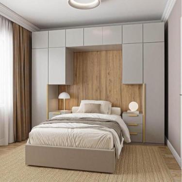 Imagem de Guarda-Roupa Modulado 10 Peças 11 Portas com 2 Mesas de Cabeceira Jade