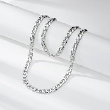 Imagem de Colar feminino banhado a ouro branco - 5 mm, 16 a 10 mm, corrente de elos cubanos, prata de 81 cm, gargantilha delicada, pingente que não mancha, presentes de aniversário personalizados joias modernas