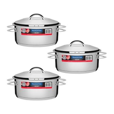 Imagem de Kit - 3 Panelas Aço Inox Fundo Triplo Solar 4,7l Pit 1 - Tramontina