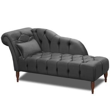 Imagem de Chaise Longue Divã Montreal 160cm Veludo Shop Das Cabeceiras Chumbo