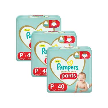 Imagem de Kit 3 Fralda Infantil Pampers Premium Care Pants Tamanho P com 40 Unidades