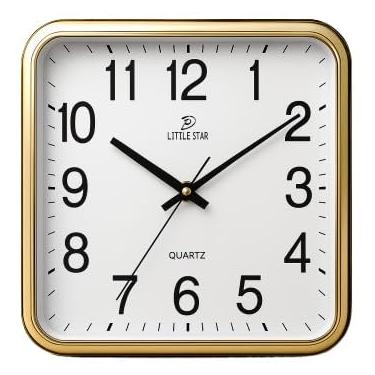 Imagem de Relogio de Parede, Moderno Clássico Minimalista, Escritório Relógio de Parede Silencioso Pilha, 24cm, 30cm Ou 40cm(Quadrado Dourado/Branco 30cm)