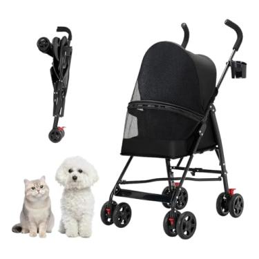 Imagem de Carrinho de Passeio para Pets até 15kg – Ideal para Cães e Gatos, com Porta-Copos e Estrutura Reforçada