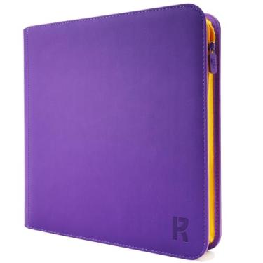 Imagem de KarlyPro 12 Pocket Trading Card Zip Binder, 628 Cards,TD-Tec Album Material, 26 Side-Loading Ringless Pages, Folder for Collectible TCG,MTG and More Purple&Yellow(LE-100)