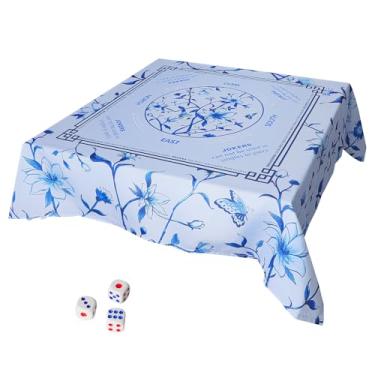 Imagem de American Mahjong Learning Tablecloth, Printed Card Table Cloth, 55”x 55” Square Game Table Cover with Game Rules for Mahjong Beginners, Card, Board Games(Blue and White)