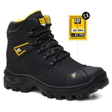 Imagem de Bota Coturno Masculino Couro Legítimo Biqueira Pvc Com C.A - Catpriime