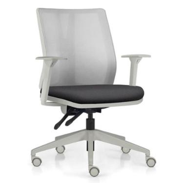 Imagem de Cadeira De Escritório Giratória Diretor Flow F02 Base Cinza Linho Grafite - Lyam Decor