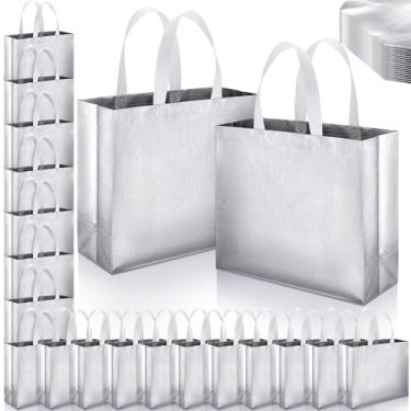 Imagem de Epakh 48 peças de saco de presente reutilizável com alça reutilizável ouro mercearia sacola de presente a granel não tecido brilhante bolsa de dama de honra para casamento, Natal, chá de bebê, festa