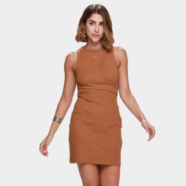 Imagem de Vestido Canelado Colcci Casual Feminino, Marrom, M