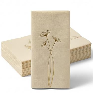 Imagem de Guardanapos de papel | Pano descartável com sensação de linho como guardanapos de jantar | Toalhas de mão | Macio, absorvente, guardanapos de mão de papel para cozinha, banheiro, festas, casamentos