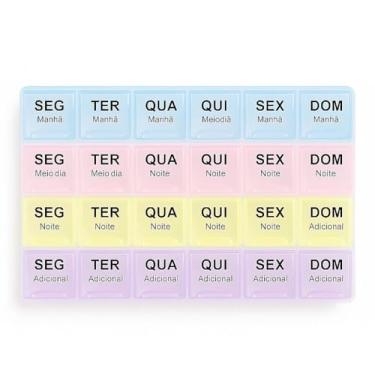 Imagem de Porta Comprimidos Semanal 28 Compartimentos 4x ao Dia – Organizador de Remédios e Vitaminas Manhã Tarde Noite Extra – Estojo para Medicamentos Viagem Compacto Caixa Organizadora Premium
