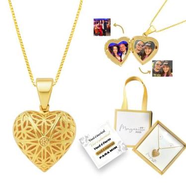 Imagem de Colar Relicário Mini Coração Telado Ouro 18K banhado Fotos - Morganitt