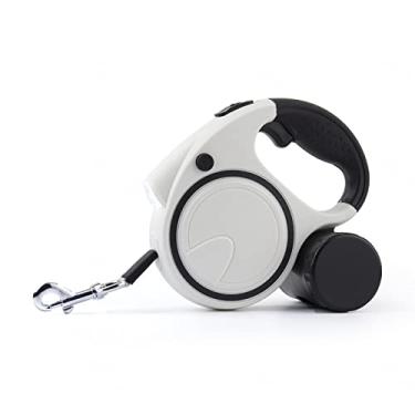 Imagem de FUNGTN Coleira retrátil para cães e gatos médios e grandes, 4,6 m, livre de embaraço, coleira de caminhada resistente com alça antiderrapante, com fita de nylon forte de pausa e trava de LED, coleira