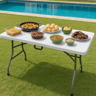 Imagem de Mesa dobrável portátil 1,80m em plástico Branco - Healer