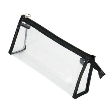 Imagem de Estojo transparente transparente de PVC de grande capacidade à prova d'água para papelaria escolar (preto)