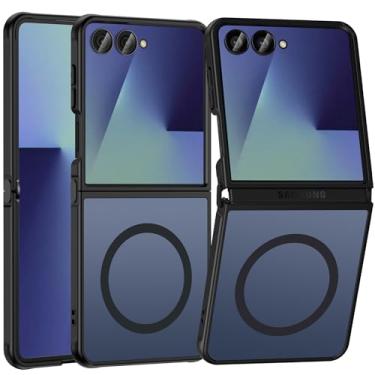 Imagem de Halokin Capa para Samsung Galaxy Z Flip 7 Magnética, Z Flip 7 [compatível com MagSafe], proteção contra quedas de grau militar fosca translúcida Slim Fit Hard PC Capa de telefone resistente para