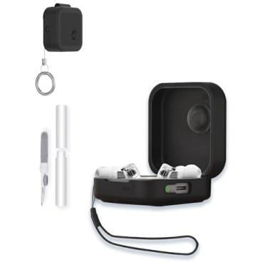 Imagem de Capa para fones de ouvido Nothing Ear 3 2025, novo design texturizado WUNIAK protetor de silicone macio portátil resistente a arranhões com kit de limpeza, mosquetão e cordão para Nothing Ear3, preta