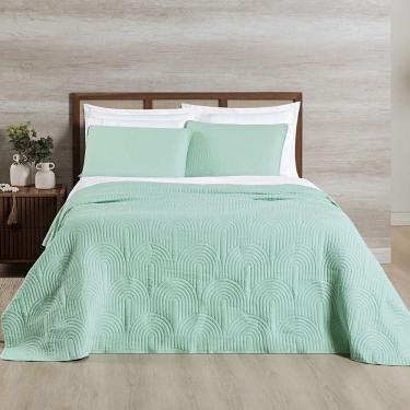 Imagem de Cobre Leito Arcos 200 Fios Queen 03 Peças 100% Poliéster - Verde Suave
