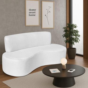 Imagem de Sofá Curvo 2 Lugares Sala De Estar Recepção Escritório Amsterdã 140cm Corano - Amarena Móveis Cor Branco