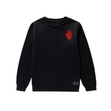 Imagem de Blusão Moletom Infantil Coração Personalizado sem Capuz gola Redonda-Unissex