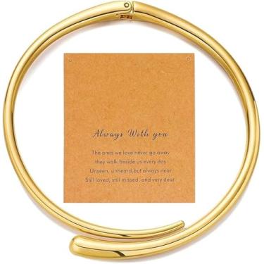 Imagem de Colar feminino arrojado com pingente de gota de prata dourada e design de punho aberto de mola, joia de metal para uso diário e ocasiões especiais, Universal size, Latão, Sem Pedra Preciosa