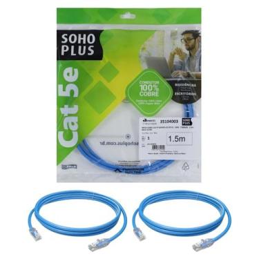 Imagem de 2 Patch Cord U/utp Furukawa Sohoplus Cat5e Cmx 1.5m Azul-Claro