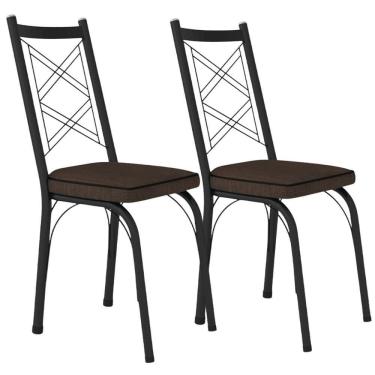 Imagem de Kit 2 Cadeiras Tubular Europa 143 Preto Assento Artef Madeira Imbuia