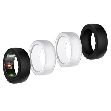Imagem de BO&DQQ Pacote de 4 Capa de Anel Compatível com Oura Ring Gen 4/4 Cerâmica, Geração 3 Horizonte / Heritage, Capa Protetora de Silicone Elástica Antirriscos para Anel Inteligente Homens Mulheres