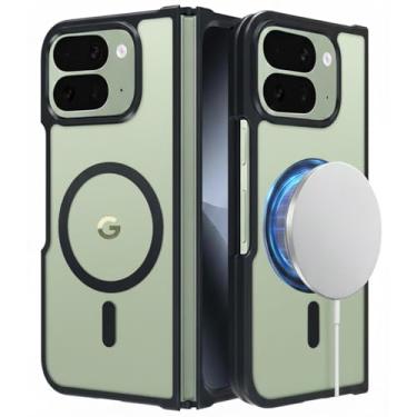 Imagem de KEKBOXQ Capa magnética dobrável para Google Pixel 10 Pro, compatível com MagSafe, TPU à prova de choque, capa protetora fina de policarbonato rígido para Google Pixel10 Pro Fold (2025), preta