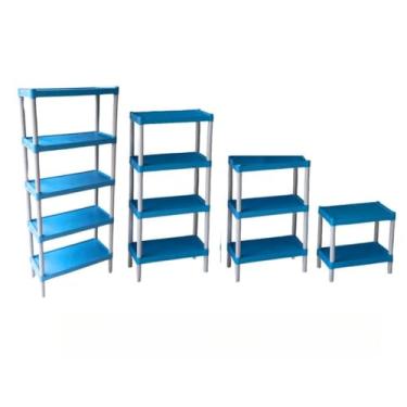 Imagem de Prateleira Organizadora Modular de Plástico Para Cozinha Quarto Livros(Azul,5 Prateleiras)