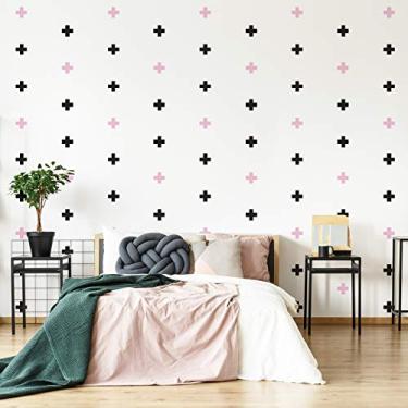 Imagem de Adesivo de Parede Cruz Preto e Rosa 9x9cm 69un Cobre 4m²