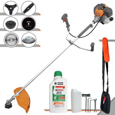 Imagem de Roçadeira Podador de Grama Tekna RL430P À Gasolina 43cc 1,7HP Com 6 Opções de Cortes, Carretel + Kit 4 Facas + Escova de Aço + ÓLEO STIHL 8017 2T