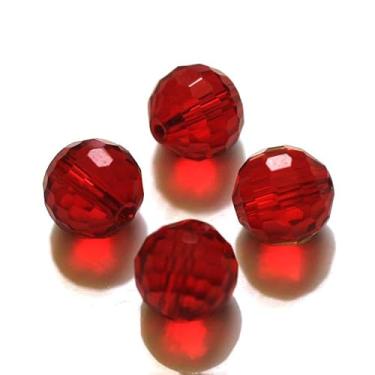 Imagem de SPRITEWELRY Contas de cristal austríaco de grau AAA de 10 mm, 50 peças, contas de cristal redondas facetadas, contas vermelhas brilhantes soltas para sinos de vento, apanhador de sol, joias, faça você