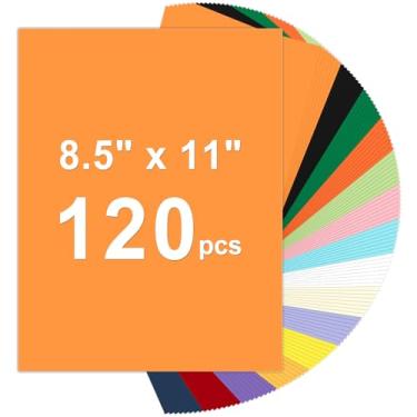 Imagem de 120 folhas de cartolina 8,5 x 11, cartolina colorida de 29,5 kg, papel de construção de 15 cores sortidas, papel grosso de 180 g/m² para impressão, pintura, confecção de cartões, material escolar