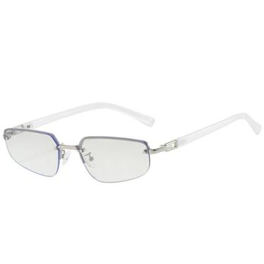 Imagem de JRLLFD Óculos de sol retrô meia armação femininos e masculinos, óculos de sol para pesca ao ar livre UV400 (prata e prata)