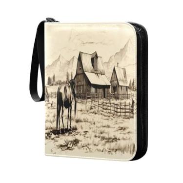 Imagem de Wassud Fichário de 4 bolsos, cavalo e nuvens, comporta 400 cartões padrão, álbum TCG CCG MTG à prova d'água, presentes para colecionadores, meninos e meninas