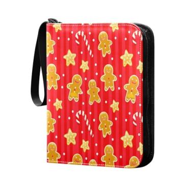 Imagem de Wassud Cute Gingerbread Man 4 bolsos fichário para cartões colecionáveis comporta 400 cartões padrão à prova d'água TCG CCG MTG álbum presentes para colecionadores meninos meninas