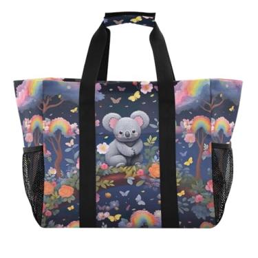 Imagem de Wassud Sacolas de compras reutilizáveis fofas Koalas grande bolsa organizadora de lona impermeável para praia, piquenique, lavanderia, viagem