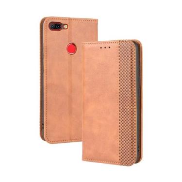 Imagem de Capa flip de couro para Infinix Hot 6 Pro X608,Flip magnético retro,Caso de telefone de couro PU,Design de carteira com 3 slots de cartão e 1 clipe de dinheiro -Brown