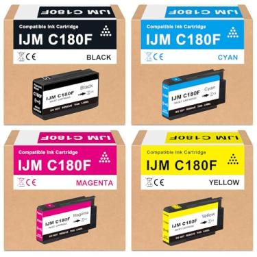 Imagem de Mutikor Conjunto de tinta IJM C180F de alta capacidade para substituição para impressoras Ricoh IJM C180F 408518 408519 408520 Tinta compatível com impressoras Ricoh IJM C180F (pacote com 4, preto