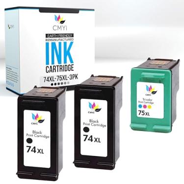 Imagem de CMYi 74XL 75XL Pacote combo de cartuchos de tinta de substituição para HP PhotoSmart C4384, C4385, C4388, C4390, C4400, C4410, C4424, C4435, C4440, C4470, C4472, C4473, C4475XL, C44800 Impressoras (2