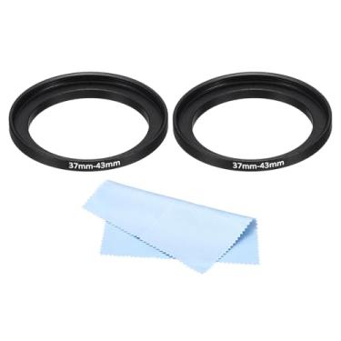 Imagem de Anel de metal de 43 mm-58 mm com pano de limpeza, 2 unidades de anel adaptador de filtro de lente de câmera anel adaptador de filtro de alumínio para capô de lentes de câmera, preto