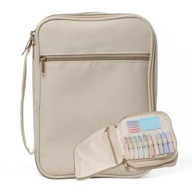 Imagem de S.F. Creations Estojo de transporte premium de bíblia e livro com acessórios de diário - conveniente para homens, mulheres, adolescentes e crianças, Apenas capa marfim, 10.5 inches