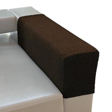 Imagem de PBIEHSR Capas de braço de sofá para sofá, capas de poltrona de apoio de braço, capas elásticas para cadeira reclinável, conjunto de 2 (café escuro, grande)