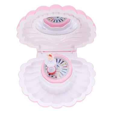 Imagem de TOPINCN Caixa de Joias Musical, Formato de Concha Com Luzes Coloridas e 8 Melodias, Dançarina e Espelho, Com Armazenamento para Pequenos Tesouros (PINK)