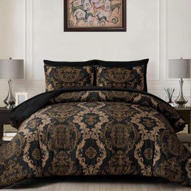 Imagem de Conjunto de edredom WONGS BEDDING Black King Size 7 peças
