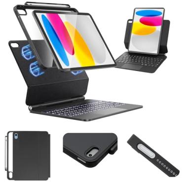 Imagem de Sunnymark Capa com teclado para iPad 10ª geração e 11ª geração (A16, 2025) – Suporte magnético de fácil configuração, modo retrato/paisagem, capa removível com trackpad multitoque