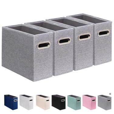 Imagem de ComfortKeeper Pacote com 4 caixas de armazenamento de arquivos tamanho carta dobrável, organizador de pastas de arquivos de tecido, suporte portátil de documentos de escritório com alça de metal