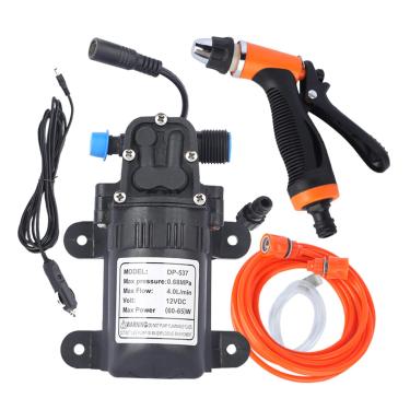 Imagem de Kit de Máquina Lavagem Carro Alta Pressão Bomba Elétrica 12V com Pulverizador 2 Modos Cabo Energia Mangueiras para Limpe